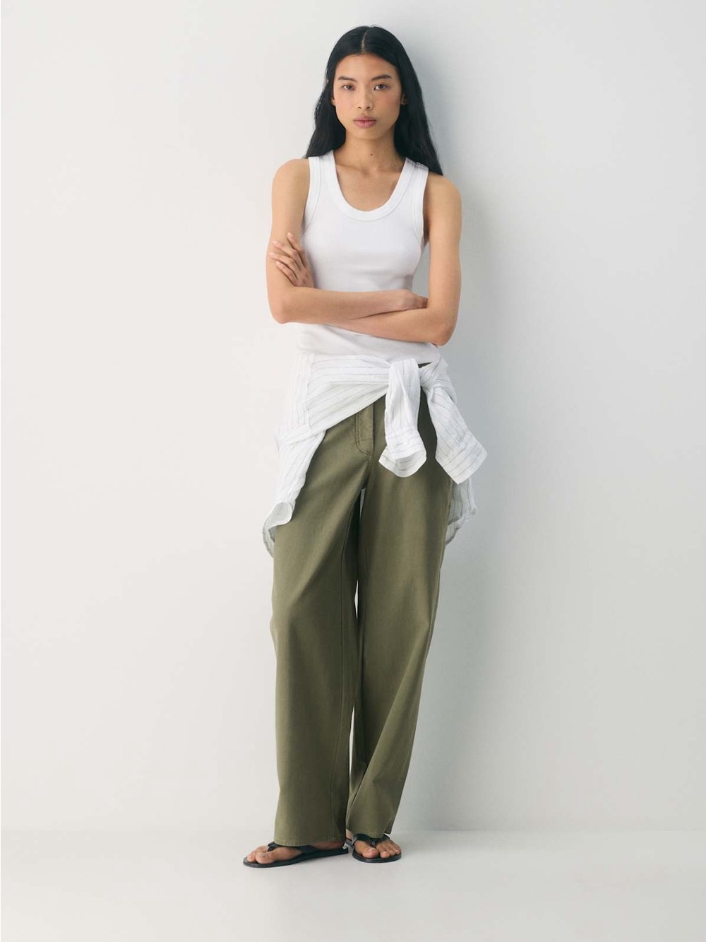 Wilfred Free High-Rise Utility/Cargo Pants in sage green